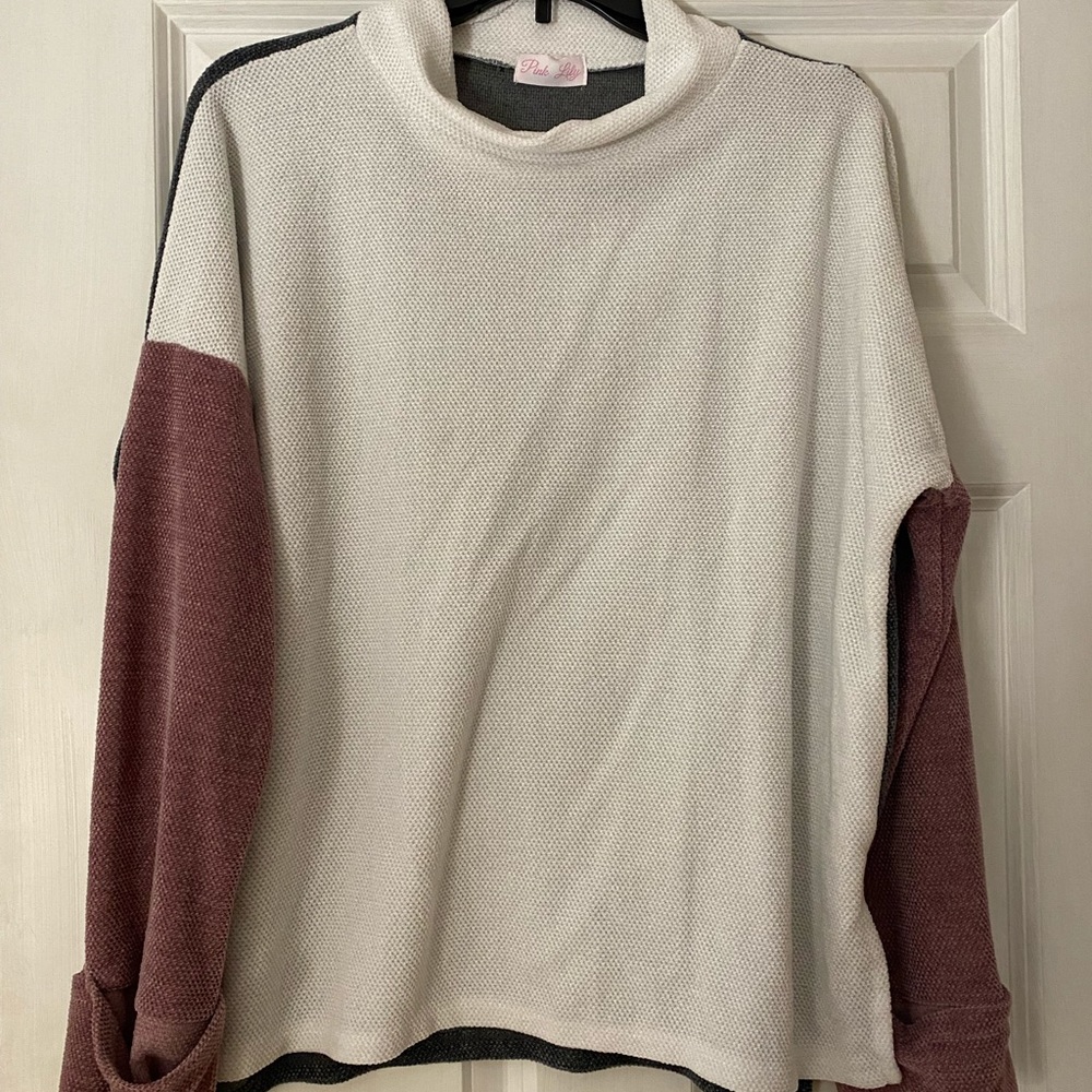 Pink Lily colorblock turtle neck